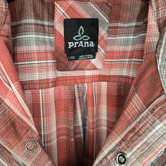 Prana Plaid Snap-Button Shirt – Size Large 0105 - Picture 8 of 10